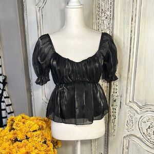 Thirty/Thirty Elegant Black Sheer Babydoll Women's Top